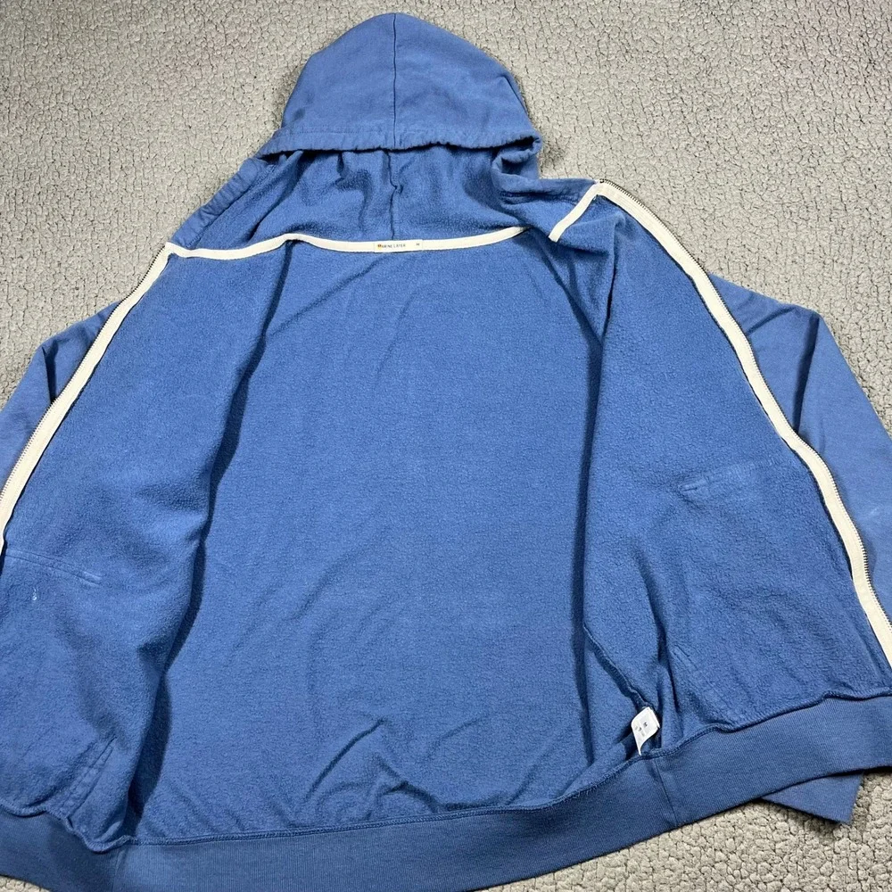 Marine Layer Zip Up Hoodie Mens M MARIN ONE Graphic Blue Casual Soft